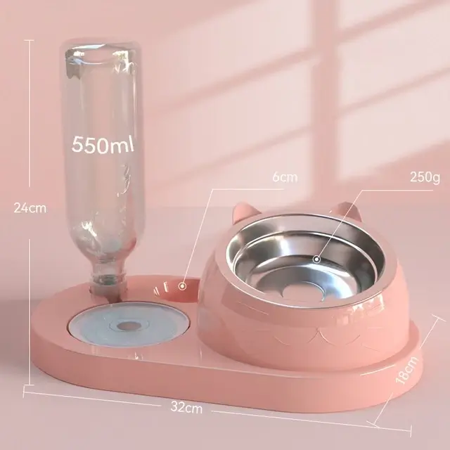 Gamelle pour Chat 2 en 1 - Distributeur d'eau et Bol anti-vomissement
