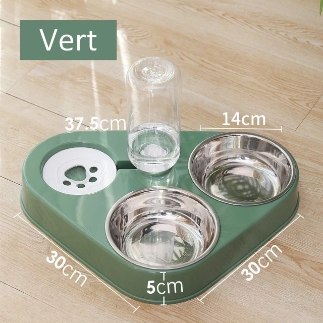 Gamelle pour Chat 3 en 1 - Distributeur d'eau et Bols pour la nourriture