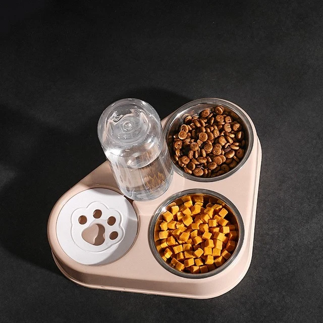 Gamelle pour Chat 3 en 1 - Distributeur d'eau et Bols pour la nourriture
