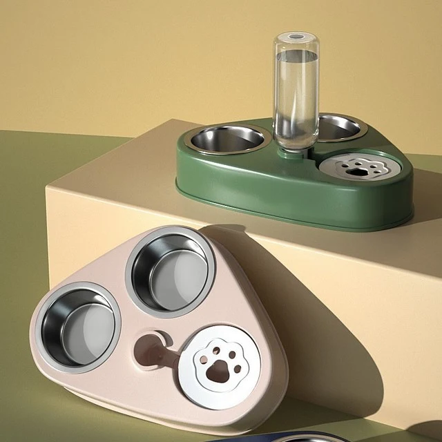 Gamelle pour Chat 3 en 1 - Distributeur d'eau et Bols pour la nourriture