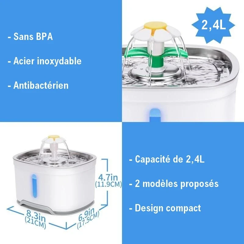 Fontaine à eau automatique pour chat - Eau pure et fraîche en continu