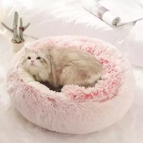 Nid Semi-Fermé pour Chat - Coussin Lit en Peluche Doux et Apaisant