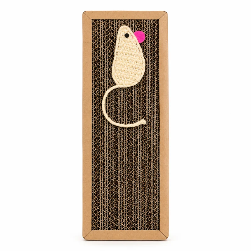 Griffoir en carton avec souris pour chat