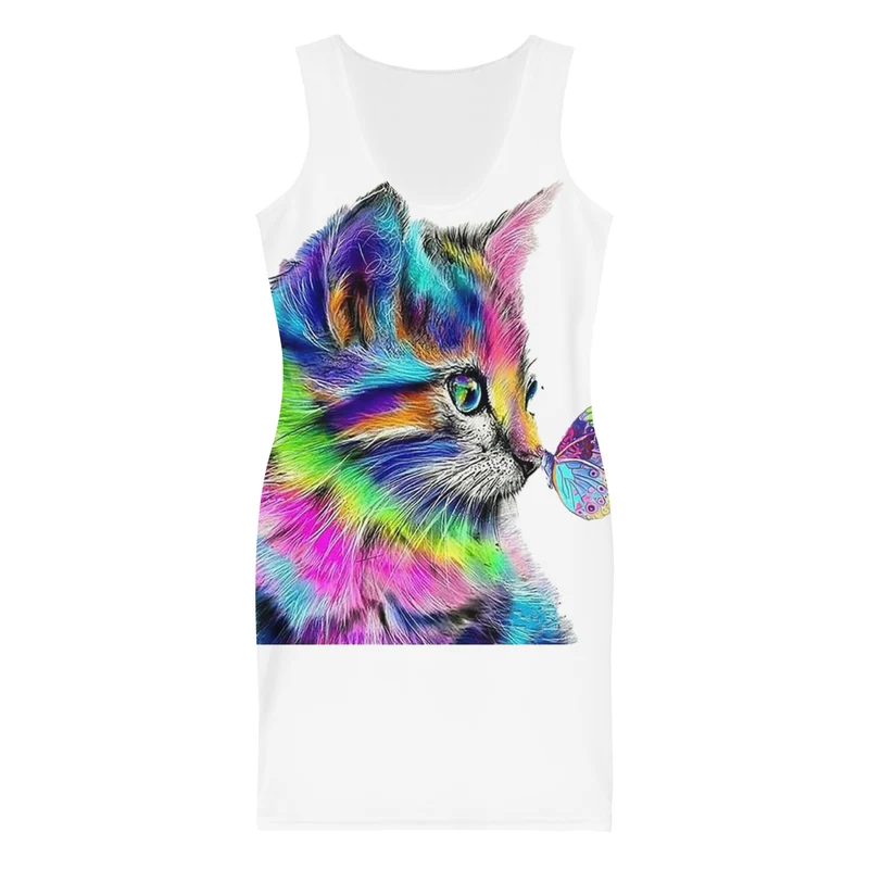 Robe moulante chat et papillon