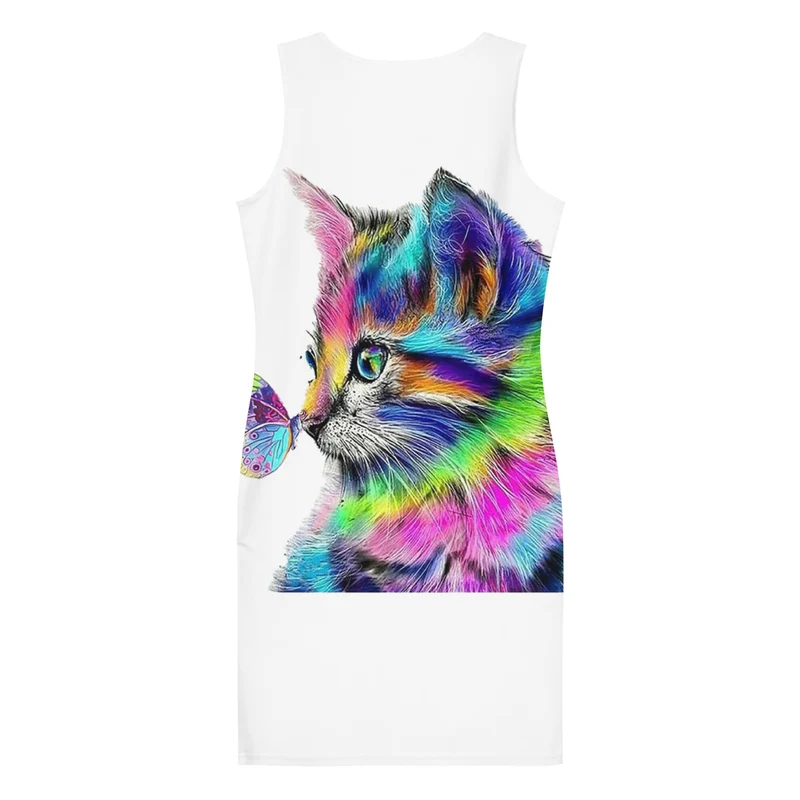 Robe moulante chat et papillon