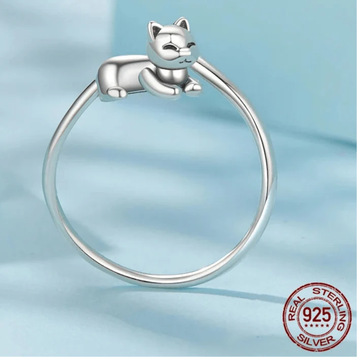 Bague Chat calin Argent Ajustable
