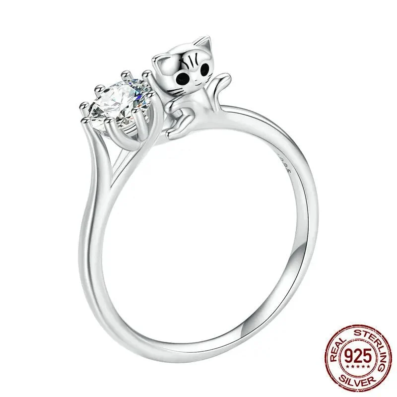 Bague Chat Argent Éclatant