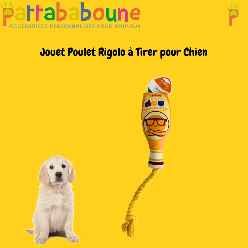 Jouet poulet rigolo à tirer pour chien