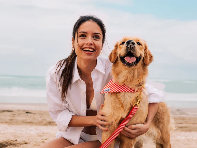 Bandana pour chien rayé rouge et blanc