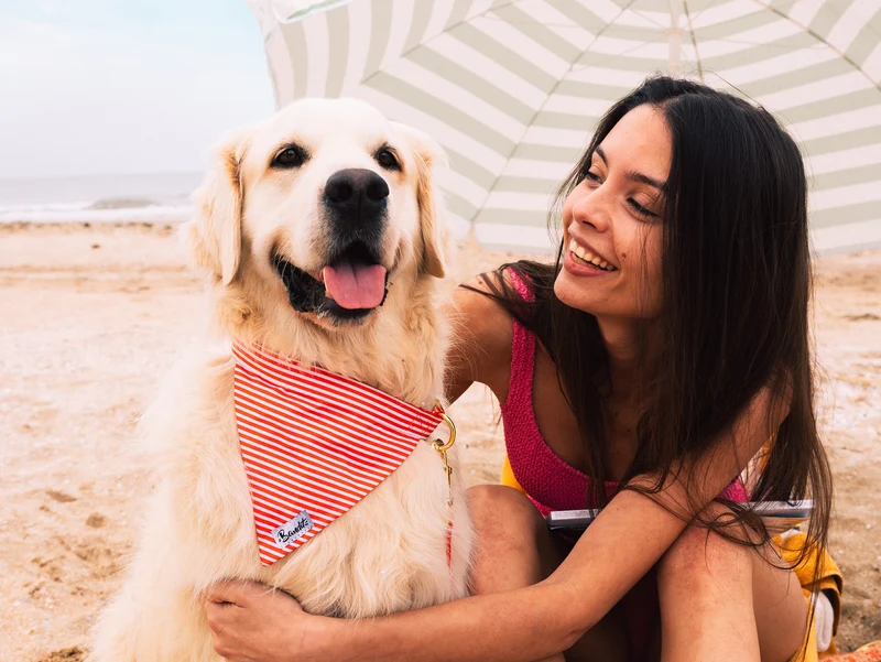 Bandana pour chien rayé rouge et blanc