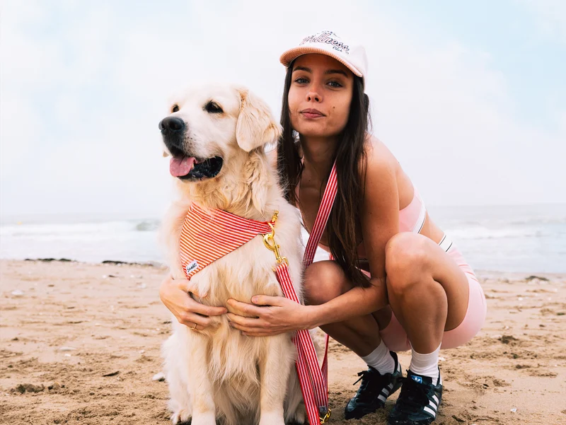 Bandana pour chien rayé rouge et blanc