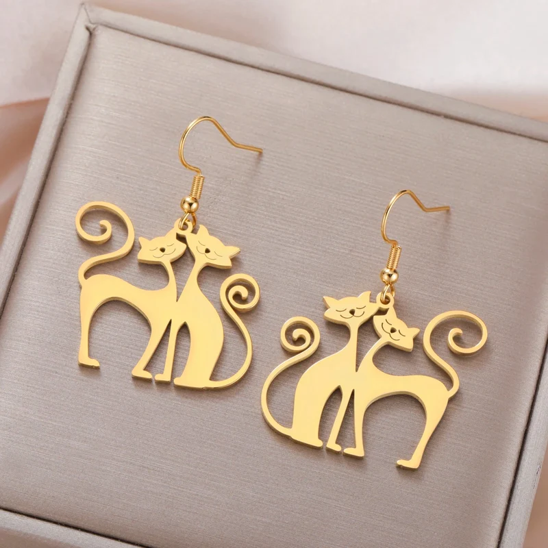 Boucles d'Oreilles Chats Amoureux