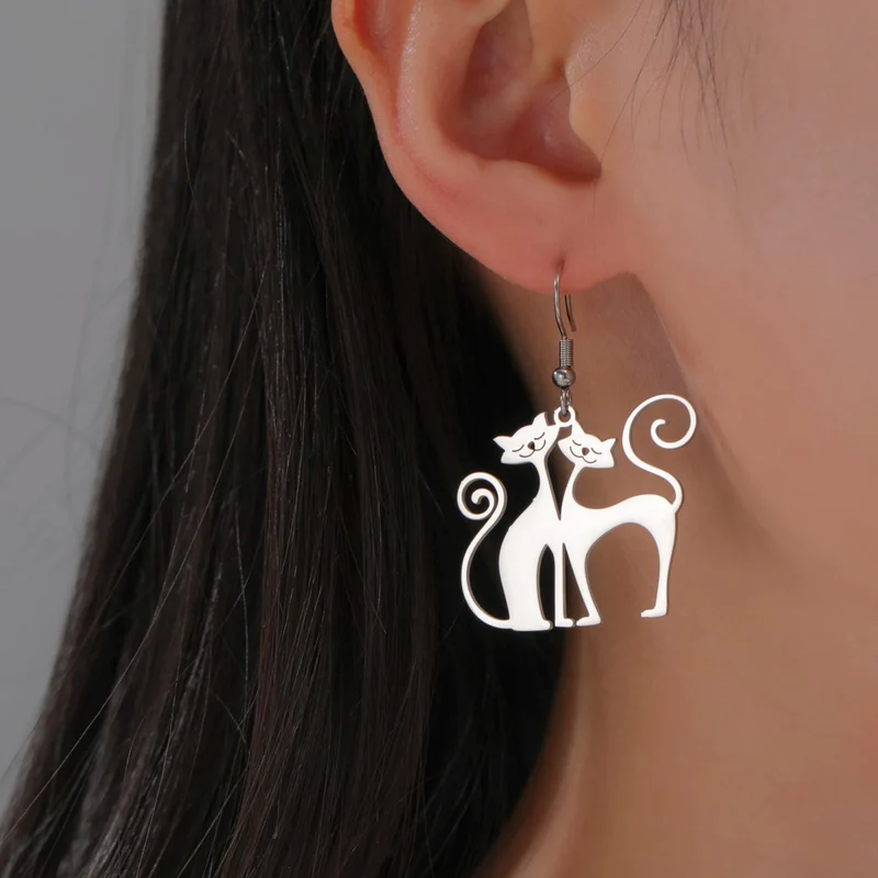 Boucles d'Oreilles Chats Amoureux