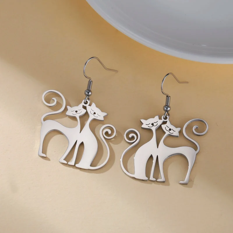 Boucles d'Oreilles Chats Amoureux