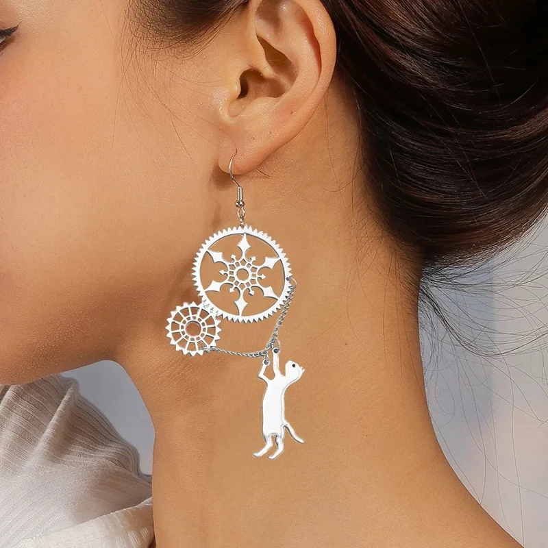 Boucles d'Oreilles Chat Steampunk