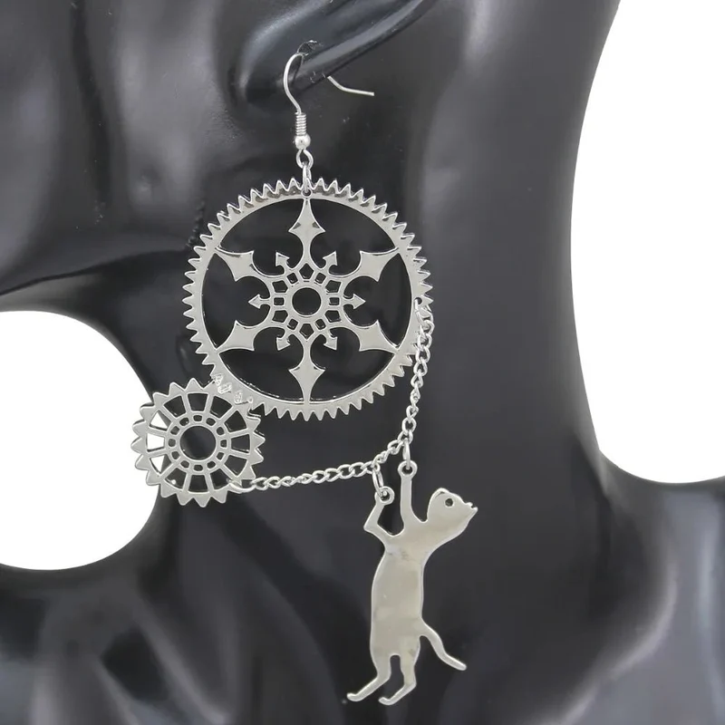 Boucles d'Oreilles Chat Steampunk