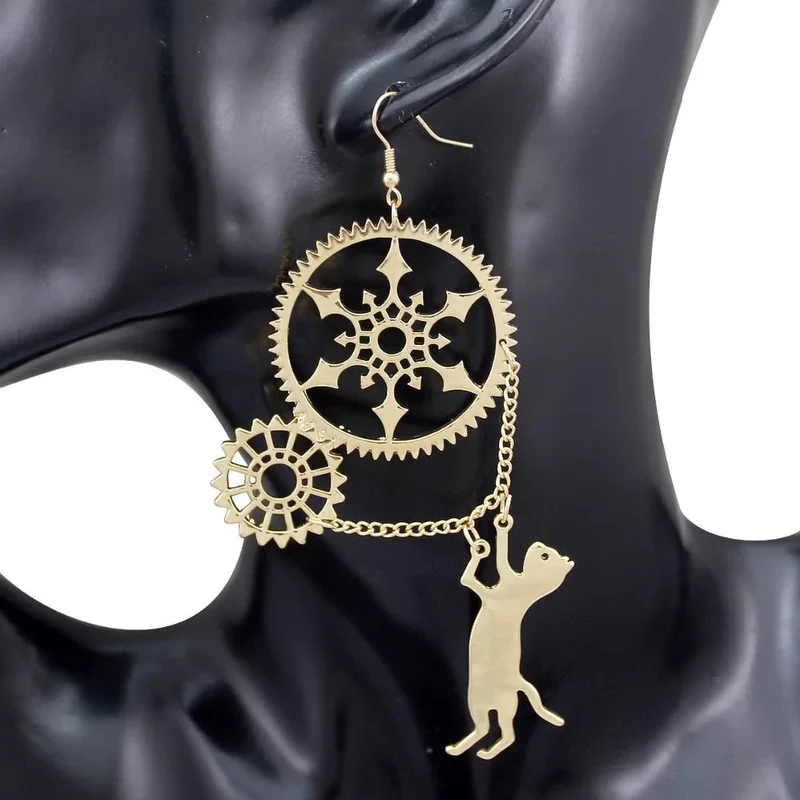 Boucles d'Oreilles Chat Steampunk