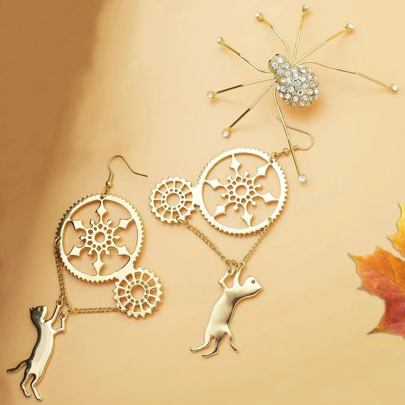 Boucles d'Oreilles Chat Steampunk