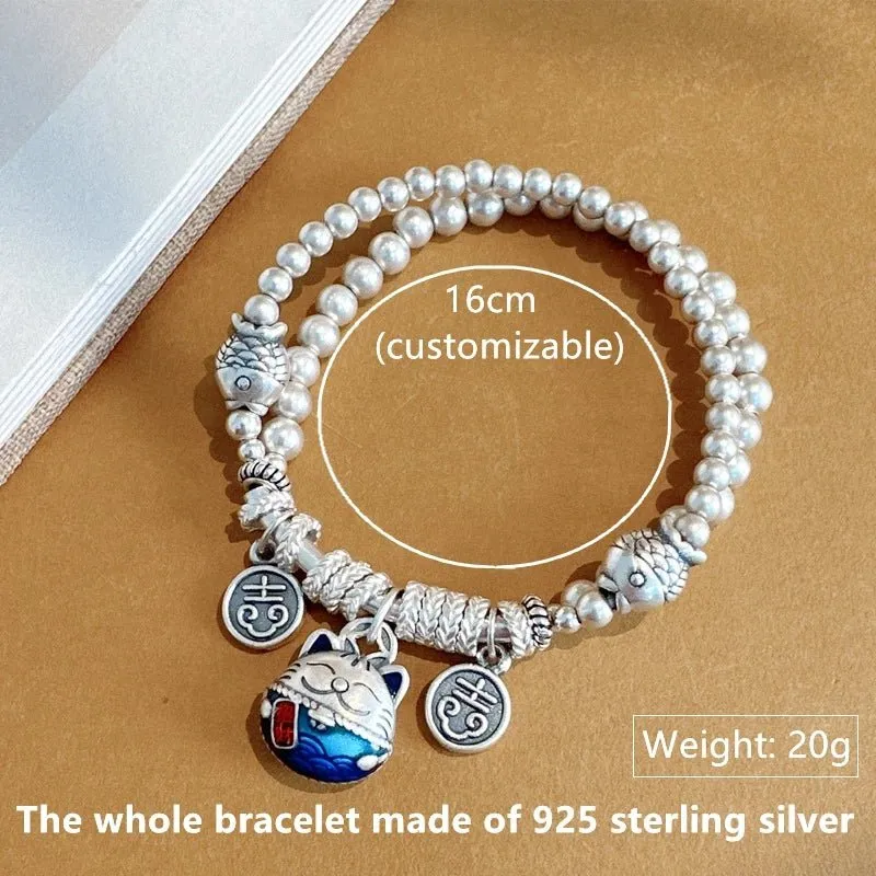 Bracelet Charme Chat Argent