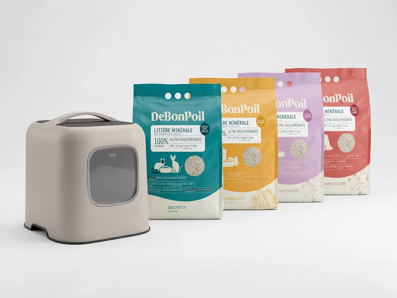 Pack Bac à litière Rotho + Litière DeBonPoil minérale (x2)