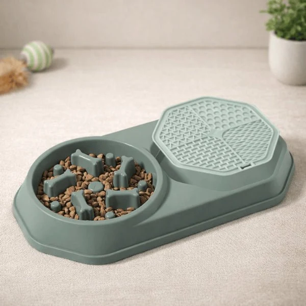 Anti glouton chat - Double fonction repas lent et léchage - DuoCalm™