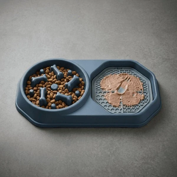 Anti glouton chat - Double fonction repas lent et léchage - DuoCalm™