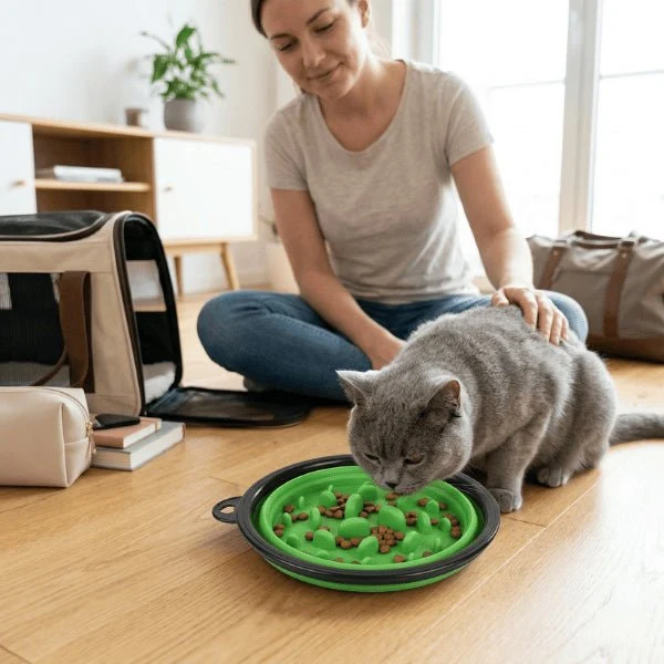 Gamelle chat glouton - Pliable compacte et voyage - TravelSlow™