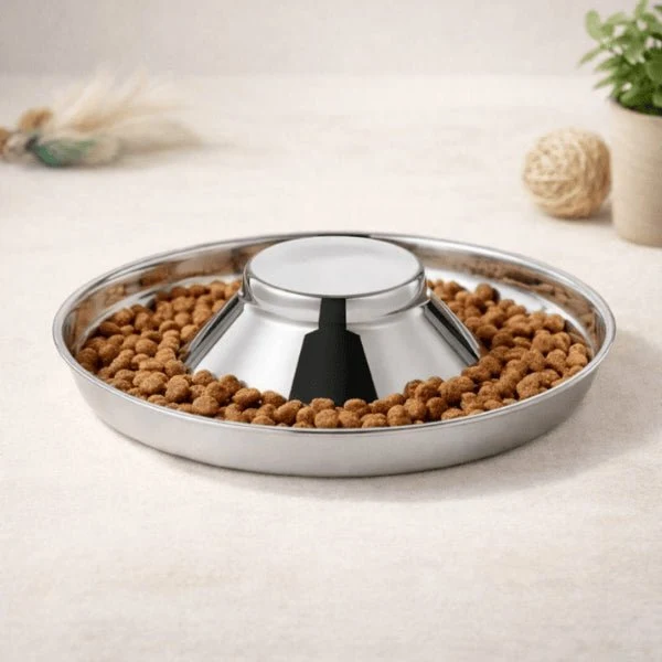 Gamelle glouton chat inox - Repas lent & apaisé - SlowPlow™