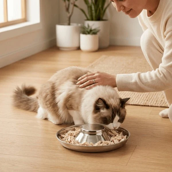 Gamelle glouton chat inox - Repas lent & apaisé - SlowPlow™