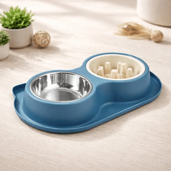 Gamelles anti glouton chat - Double repas lent complet - DuoSlow™