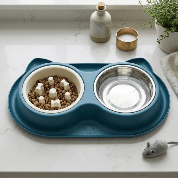 Gamelles anti glouton chat - Double repas lent complet - DuoSlow™