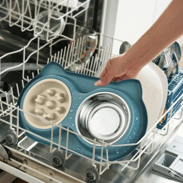 Gamelles anti glouton chat - Double repas lent complet - DuoSlow™