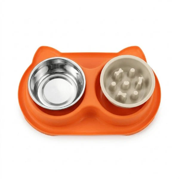 Gamelles anti glouton chat - Double repas lent complet - DuoSlow™