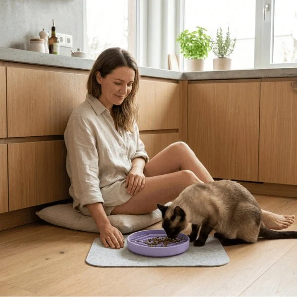 Gamelle anti gloutons chat - Anti vomissement durable - InstinctBowl™