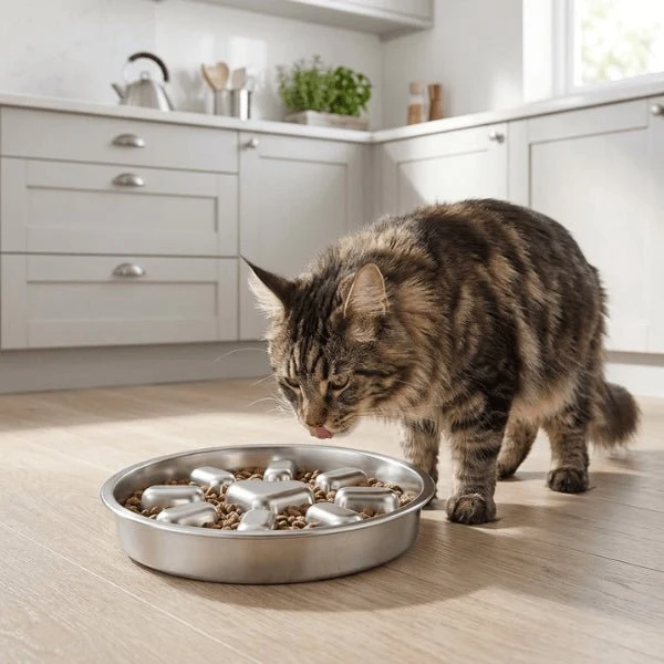 Gamelle antiglouton chat - Inox différent niveau glouton - InoxiSlow™