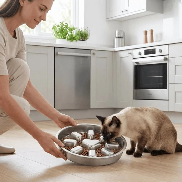 Gamelle antiglouton chat - Inox différent niveau glouton - InoxiSlow™