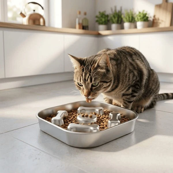 Gamelle antiglouton chat - Inox différent niveau glouton - InoxiSlow™