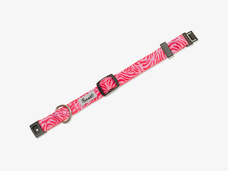 Collier pour chat zebre rose