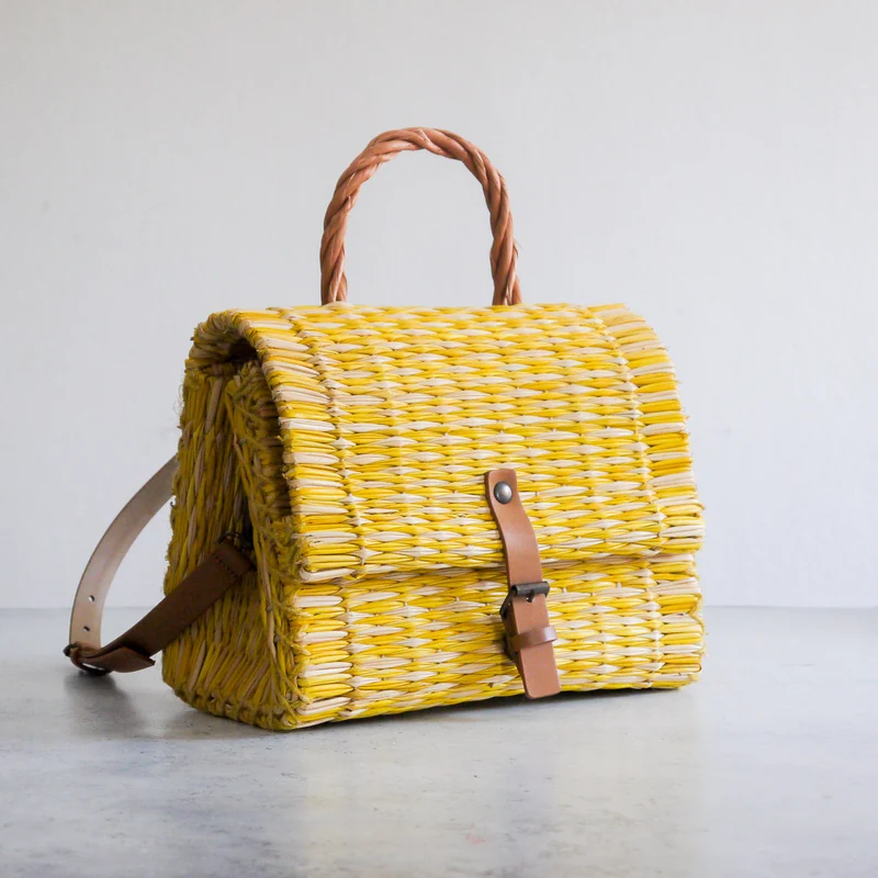 Panier traditionnel portugais avec sangle - Petit jaune