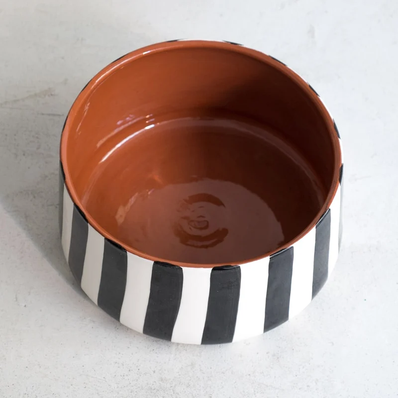 Grand saladier rayé noir, Ø 23 cm