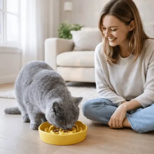 Gamelle anti-glouton chat - Céramique colorée stable - DigestCat™