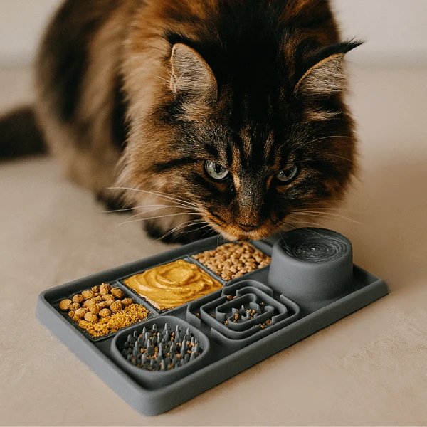 Tapis anti glouton chat - Polyvalent et stimulant - MultiCroc Block™