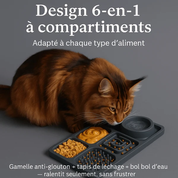 Tapis anti glouton chat - Polyvalent et stimulant - MultiCroc Block™