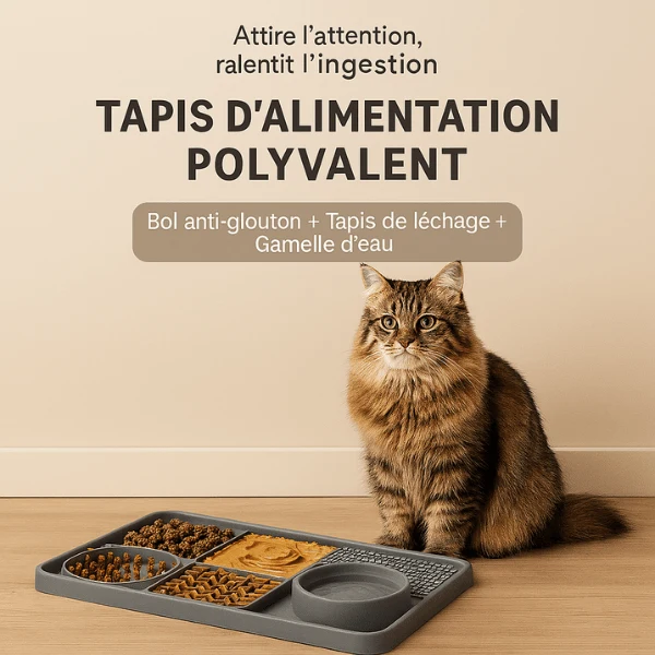 Tapis anti glouton chat - Polyvalent et stimulant - MultiCroc Block™