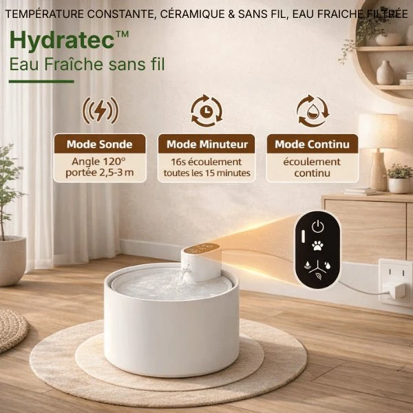Fontaine à eau chat sans fil céramique pure - Hydratec™