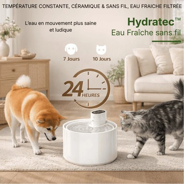 Fontaine à eau chat sans fil céramique pure - Hydratec™