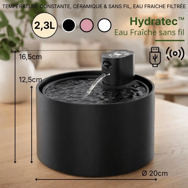 Fontaine à eau chat sans fil céramique pure - Hydratec™