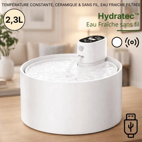 Fontaine à eau chat sans fil céramique pure - Hydratec™