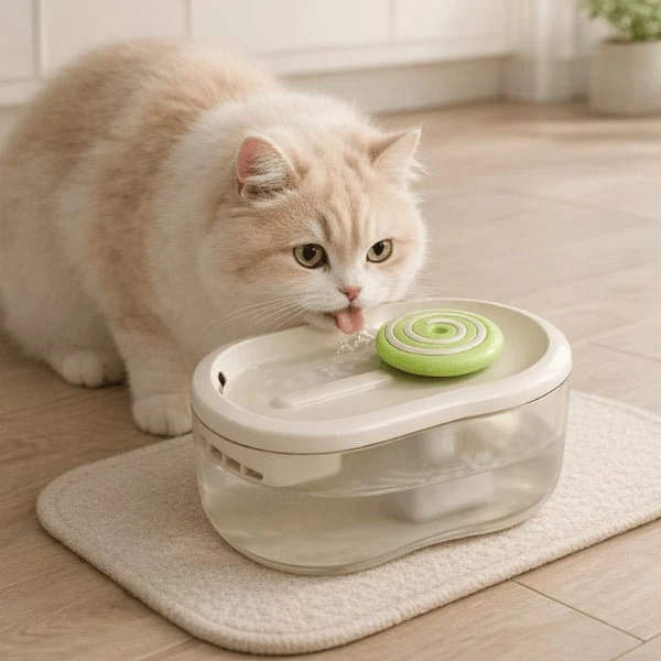 Fontaine à eau chat design à buse spirale silencieuse - Olipop™