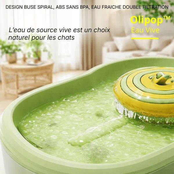 Fontaine à eau chat design à buse spirale silencieuse - Olipop™
